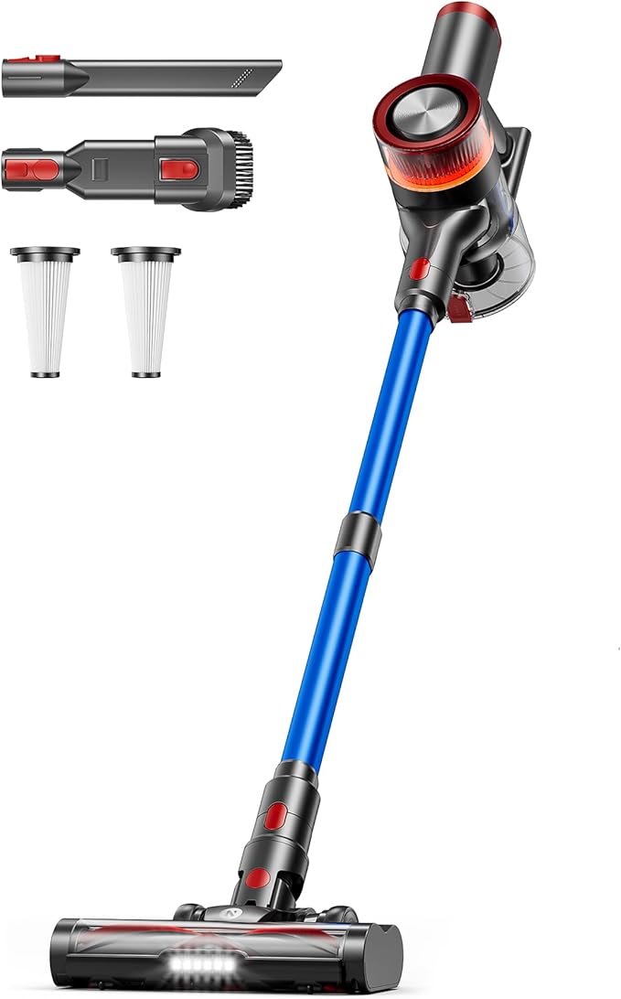 NADALY Cordless Vacuum Cleaner 600W 50Kpa 65Mins Vacuum Cleaners for Home Anti-Tangle Self-Standing Stick Vacuum with LED Display