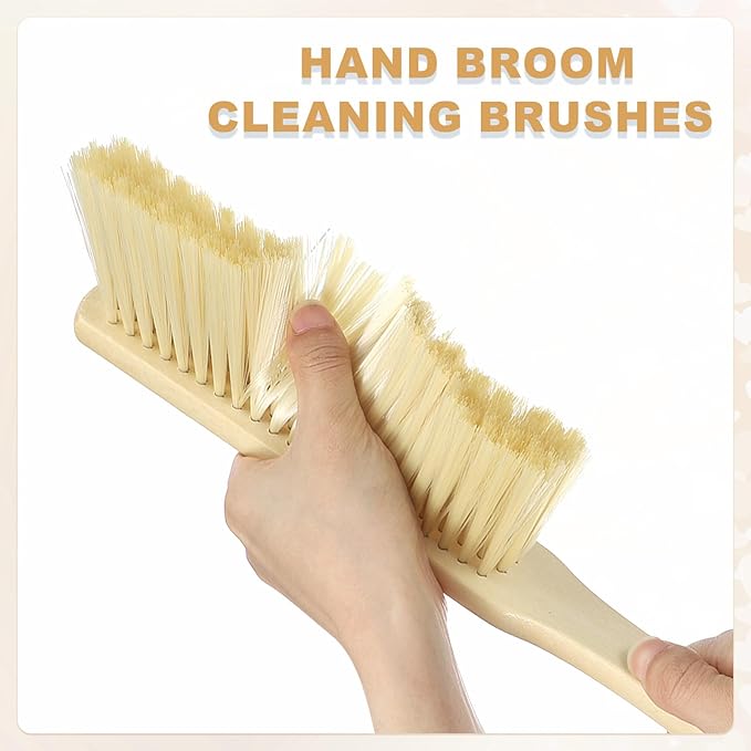 uxcell 16pcs Wooden Dust Brush 14 Inch Hand Broom Cleaning Brush Soft Bristle with Wood Handle for Bench Car Sofa Bed Fireplace Yellow