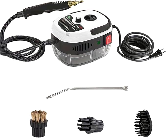 High Pressure Steam Cleaner 2500W Handheld High Temp Portable Cleaning Machine for Home Use Grout Tile Car Detailing Kitchen Bathroom(White) Laundry Gadgets (White One Size)