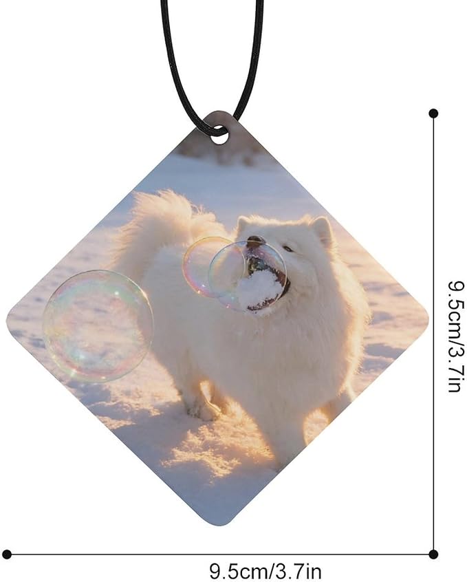 5PCS Car Air Freshener Hanging Personalized Double Sided Snowy Samoyed Car Fresheners Long Lasting New Cars Scents Cute Automotive Freshies for Closets Drawers (tea)
