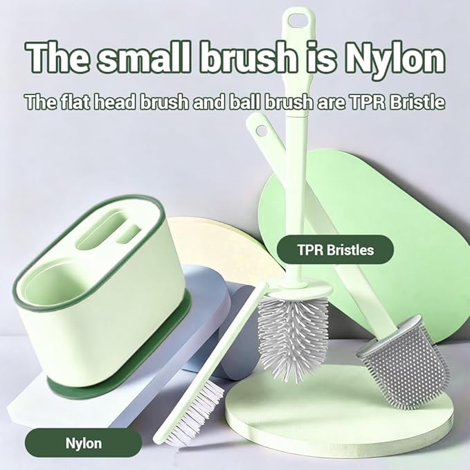 Plastic Toilet Brush Set Strawberry Green Bathroom Accessories Includes 2 Toilet Brushes &amp Holder