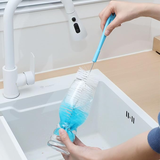 12 Pcs Long Bottle Cleaning Brush Stainless Steel Handle Water Scrubbing 15.2 Inch Cleaning Brush Set for Washing Narrow Neck Bottles Wine Decanter Flask Beer Brewing Supplies