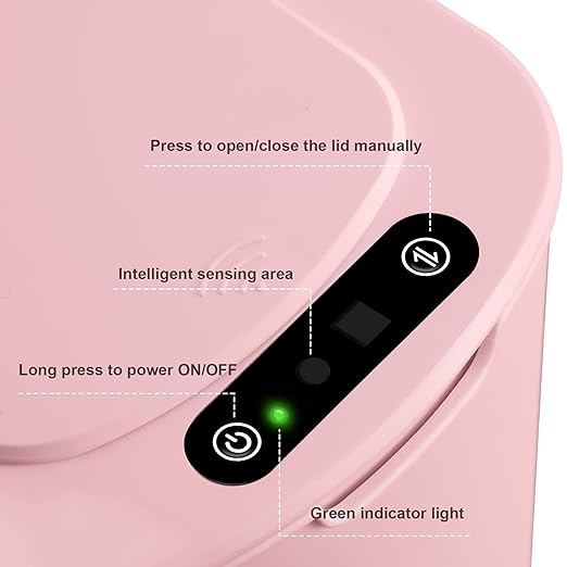Cesun Motion Sensor Trash Can 5 Gallon Automatic Bathroom Garbage Can with Lid Touchless Smart Plastic Slim Wastebasket for Bathroom Office rv Bedroom Living Room Pink