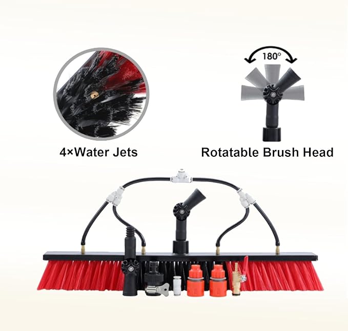 Telescopic Window Glass Cleaner 3.6m-10.8m Glass Cleaning Telescopic Rod Multi-Purpose Water Spray Brush Telescopic Cleaner Photovoltaic Cleaner with Scraper7.2M/24FT