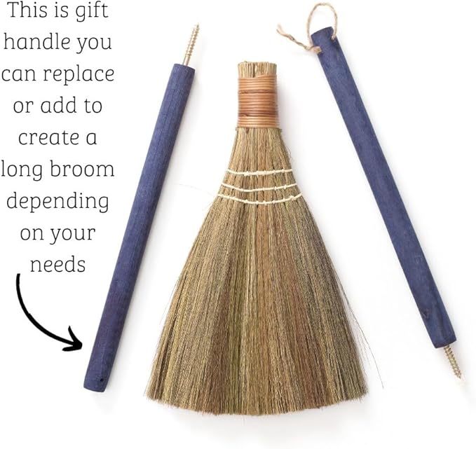 Handmade Whisk Sweeping Broom - Brooms for Wedding Jumping Ceremony Halloween DIY Decoration - Vietnamese Straw Soft Broom - 12.2 Width 28.35 Length