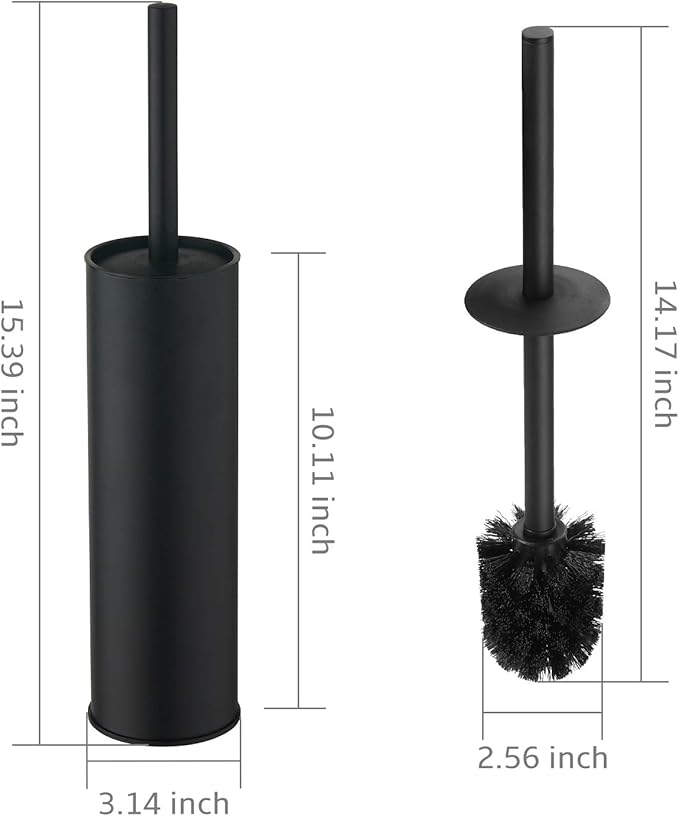 BGL Stainless Steel Toilet Brush with Holder 2 Black Bristle Heads