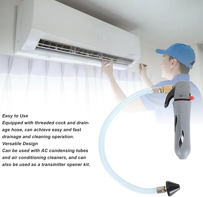 Threaded Drain Threaded CO2 Drain Cleaner with Flexible Hose for AC Condensate Line (Gray)