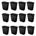 Sterilite 5.5 Gallon Rectangular Wastebasket Easy to Clean Open Top Durable Home Kitchen Trash Bin Fits 8 Gallon Liner 12 Pack Black