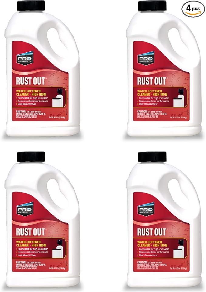 Pro Products Rust Out RO05B Water Softener Cleaner And Iron Remover 4.75 lb. Bottle 4 Pack