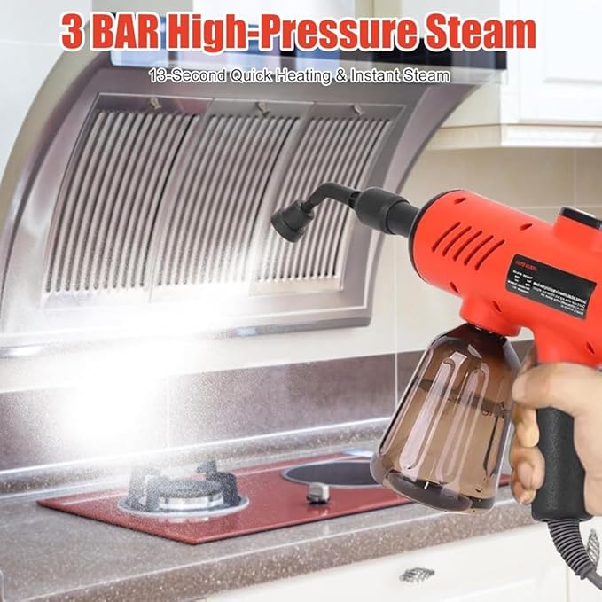 Handheld Steam Cleaner Portable Handheld Steamer with 1200W 600ML 3 Levels Adjustable for Tile Window Kitchen Car White