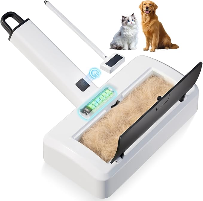 Pet Hair Remover for Carpet Electric Lint Roller Adjustable Handle Reusable Carpet Rake Dog Cat Hair Removal Tool for Carpets Rugs Furniture