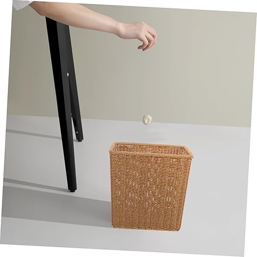 Woven Wastebasket Trash Can Multipurpose Storage Basket for Bathroom Kitchen Office Lightweight Rustic Design