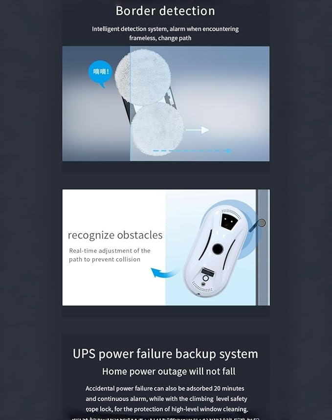 Automatic Smart Window Cleaning Robot Dual Spinning Mop Cleaning Remote Control Al Smart Path Navigation 3000pa Suction Perfect for Windows Glass Doors &amp Tiles