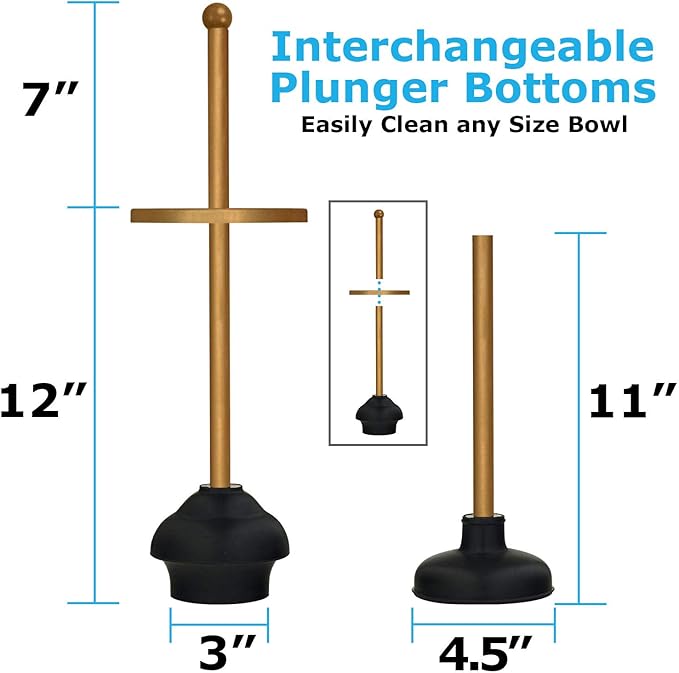 Blue Donuts Toilet Brush and Plunger Set with Holder Modern Gold Bathroom Accessories Toilet Plunger and Toilet Bowl Brush Combo