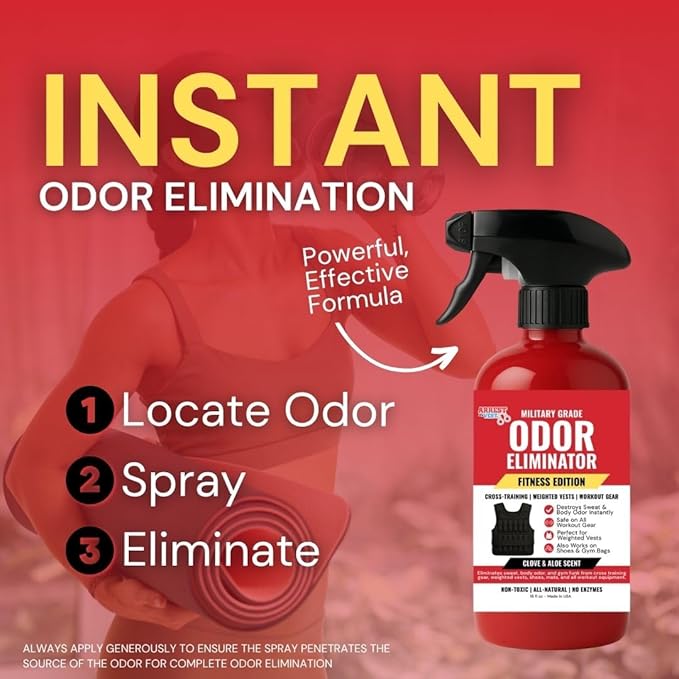 Arrest My Vest Fitness Edition Odor Eliminating Spray for Weighted Vests Gym Bags &amp Workout Gear - All Natural Sports Gear Deodorizer - Clove &amp Aloe Fragrance 2 Pack (16 oz)