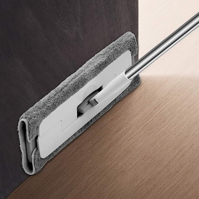 Mop Rotating Stainless Steel Handle 360 Rotary Dust Flat Micro Fiber Fabric Efficient Floor Cleaning