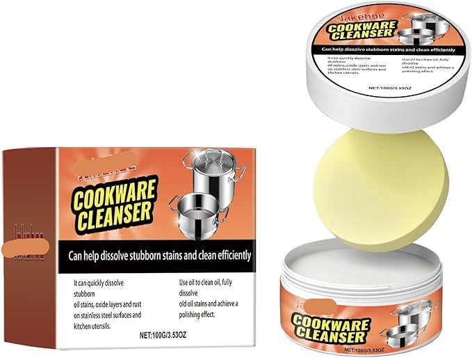Cookware Cleaning Paste - Removes Grease Rust &amp Stains Leaves Shine Suitable For Stainless Steel &amp Kitchen Utensils(3PCS)