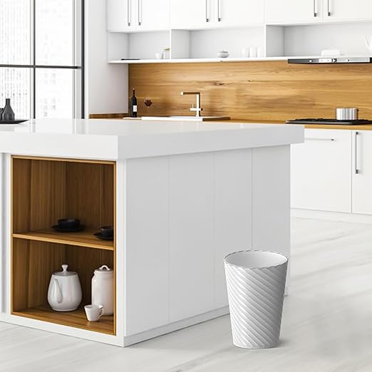 Lysam Bathroom Trash Can 3 Pack 1.8 Gallons Small Trash Can with Trash Bags Bathroom Garbage Can Plastic Trash Bin Round Waste Basket for Bedroom Office Room (White Black Grey)