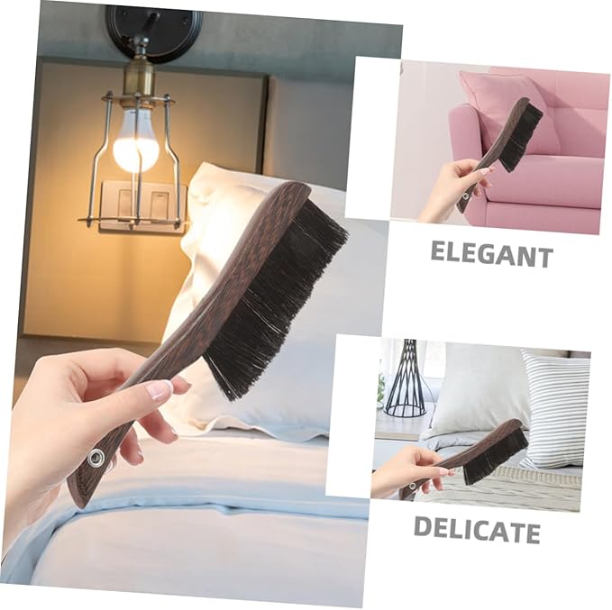 PRETYZOOM 2pcs Wooden Furniture Cleaning Brush with Soft Horsehair Bristles Portable Mini Broom for Instruments Keyboards and Dusting Surfaces