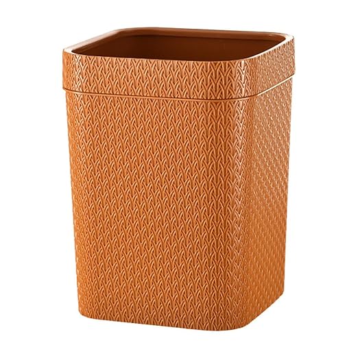 Zerodeko Orange Rattan Storage Bucket Large Capacity Waste Can Plastic Garbage Container Office Trash Bin Ash-bin
