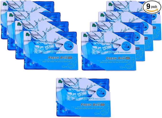9 Packs TreeFrog FRESH BOX MINI (aka Xtreme Fresh Mini) Fresh Squash Scent Premium JDM Air Freshener