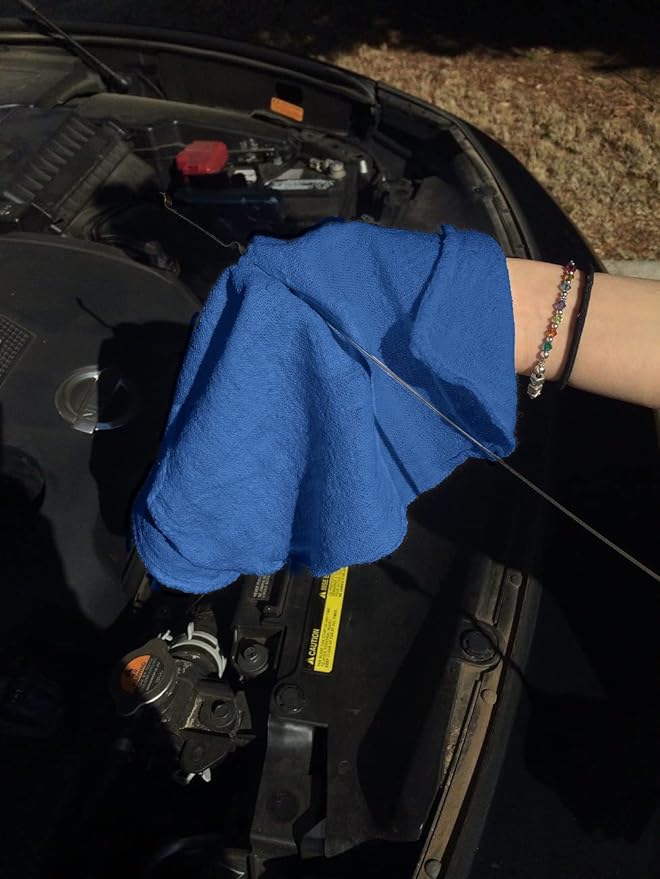 Avalon Towels Cotton Shop Rags – (Pack of 50) Size 12x14 Inches Cleaning Rags – Absorbent Shop Towels and Multipurpose Cleaning Towels for Automobiles Industries Garage and Homes (Blue)