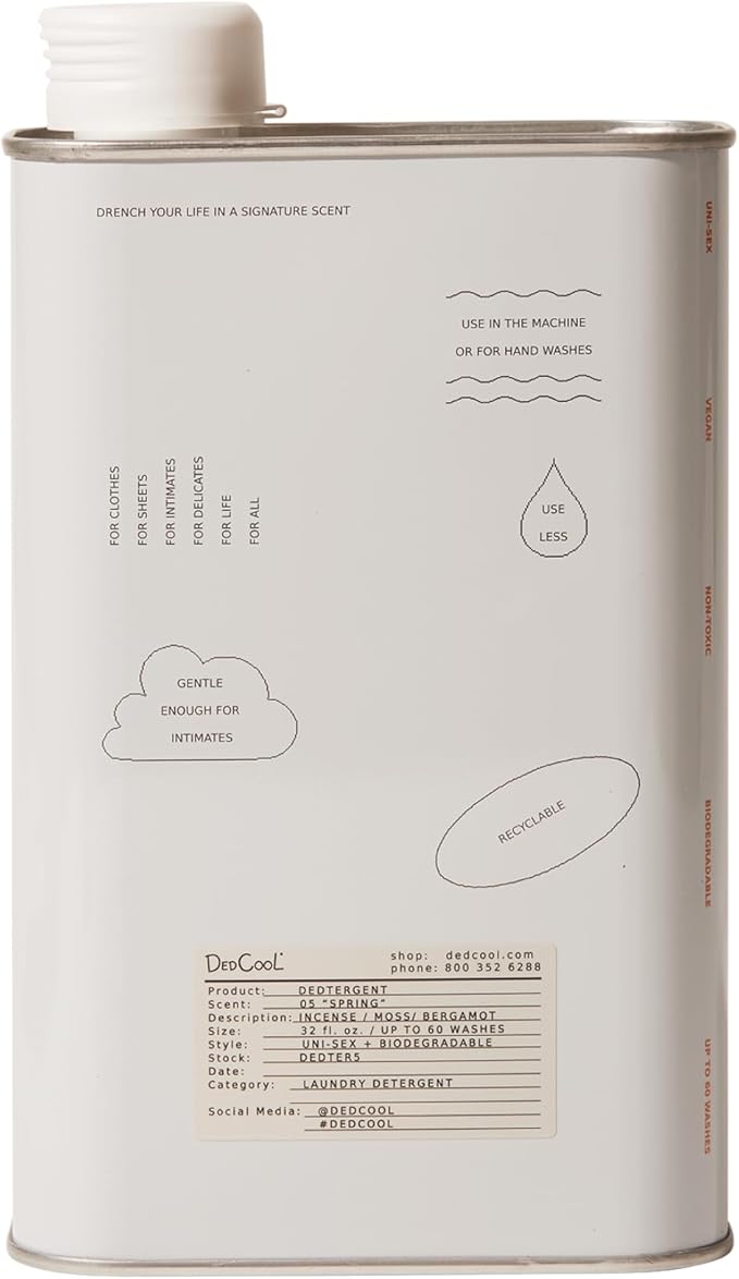 DedCool Liquid Laundry Detergent | 05 Spring | Fresh Floral Scent | Stain-Removing Formula | Infused with Natural Essential Oils | Non-Toxic | 60 Washes | 32 fl oz