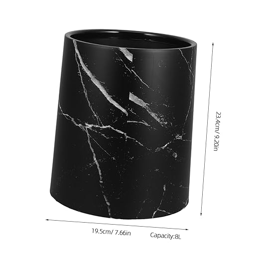 Cabilock Marble Pattern Trash Can Lidless 10L Round Waste Basket for Living Room Kitchen Bathroom Plastic Waste Bin for Home Office