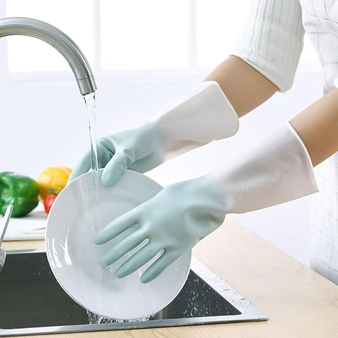 60 count Tear-Free 4 Gallon Trash Bag with Drawstring + 2 pairs Kitchen Dishwashing Gloves + 5 Pack Cleaning Cloth.