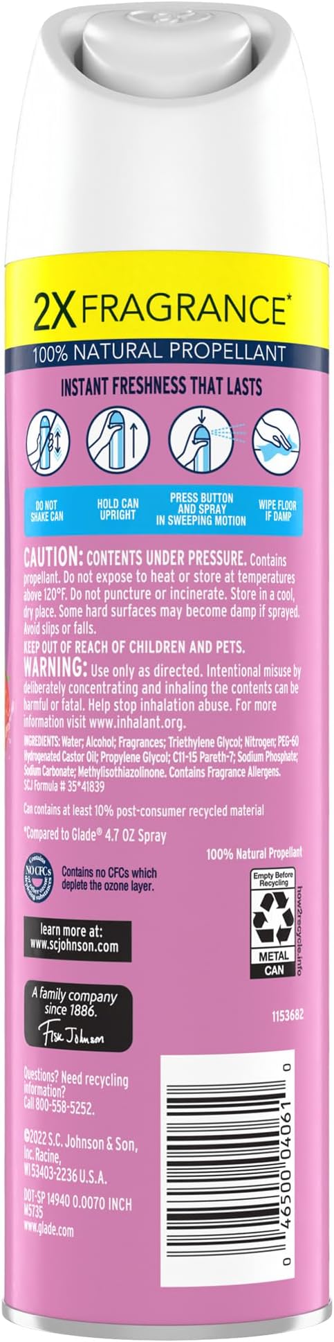 Glade Air Freshener Room Spray Bubbly Berry Splash 8.3 oz 6 Count