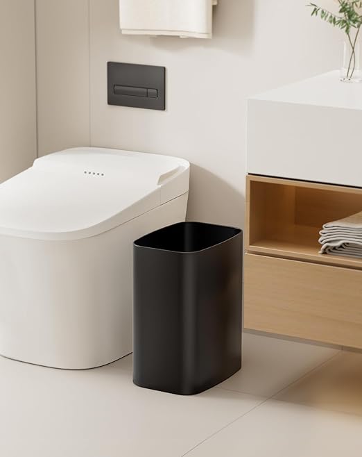 Cesun 3.4 Gallon Bathroom Trash Can Small Office Garbage Can Slim Metal Waste Basket for Bedroom Dorm Toilet Near Desk Under Sink RV (Black)