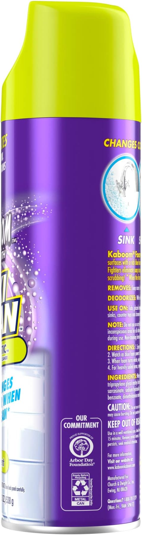 Kaboom Foam-Tastic Foaming Bathroom Cleaner Fresh Scent Spray Can Eliminates Soap Scum Grime and Stains 19 Oz (Pack of 8)