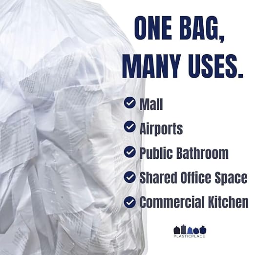Plasticplace 55-60 gallon Trash Bags │ 12 Microns │ Clear High Density Garbage Can Liners │ 43 x 48 (150 Count)