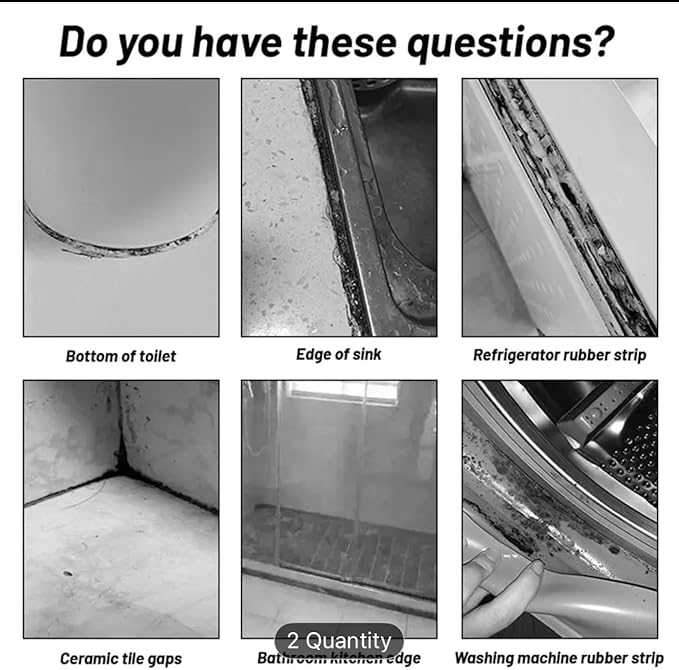 Professional Caulk Cleaner White Bottle Applicator for Bathroom Kitchen Edge Toilet Bottom Sink Edge Ceramic Tile Gaps 2-Pack