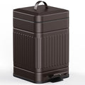 CEROELDA Small Trash Can with Lid-5L/1.3 GalStainless Steel Outdoor Dog Poop Garbage Can-Farmhouse Retro Metal Waste Bin w/Step Pedal for Bathroom Bedroom Office-Soft Close-Brown
