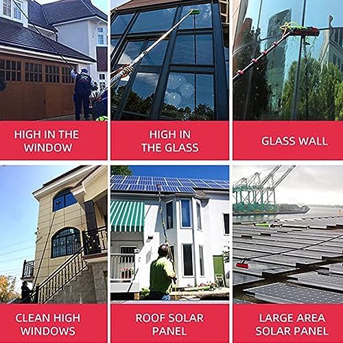 Glass Cleaning Brush Home Water Fed Telescopic Pole Kit Solar Panel Brush Rotating for Photovoltaic PanelTelescopic Window Cleaner Kit 3.6-10.8m Extendable Pole with Water Fed Brush for Sol