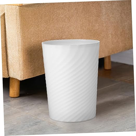 Small White Plastic Trash Can with Press Ring Modern Compact Wastebasket for Bathroom Bedroom Office and Living Spacious Capacity for Daily Home and Office Waste Disposal