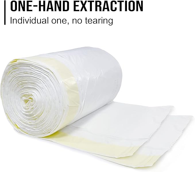 8NET 13 Gallon Kitchen Drawstring Trash liners Bags | 0.8 Mil | 24 x 27 - 100 Count Per Box (Box of 2) | Kitchen Home Office Bedroom Garbage Bags | Lemon Fresh Scent | White
