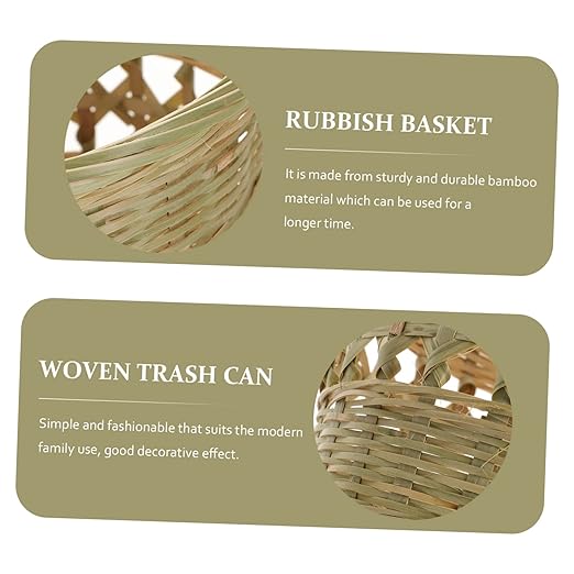 Retro Woven Trash Can Manual Weave Rubbish Container Decorative Wastebasket for Home Storage and Organizing