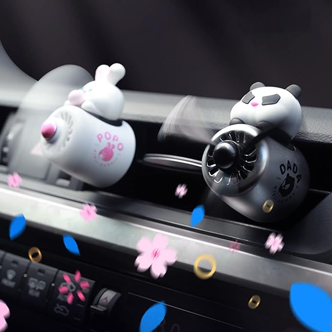 2 Pieces Car Air Fresheners Cute Bear Pilot Car Diffuser Propeller Air Outlet Vent Fresheners Suitable for Automotive Interior Decoration (Chubby)