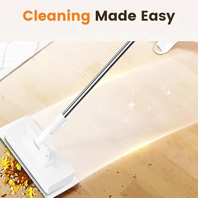Snap Grip Minimop (40 in Locking Handle) Reusable Wash-Free Mini Mop Dry and Wet Use Clever Snap-Grip Mini Mop for Gaps &amp Multi-Surface Retractable and Adjustable(White 10 Cloths)