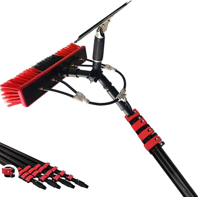 Glass Cleaning Brush Home Water Fed Telescopic Pole Kit Solar Panel Brush Rotating for Photovoltaic Panel6M Telescopic Window Cleaning Brush for Solar Panels Extendable Rod with 55CM Brush