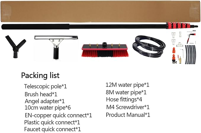 Telescopic Rod Window Cleaning with Window Wiper3.6-10.8M Telescopic Washing BrushSolar and photovoltaic Cleaner high Window Patio roof Cleaning 7.2M