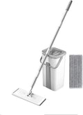 Floor Mop with Bucket Microfiber Pad Squeeze Mop Floor for Wall Kitchen Home-