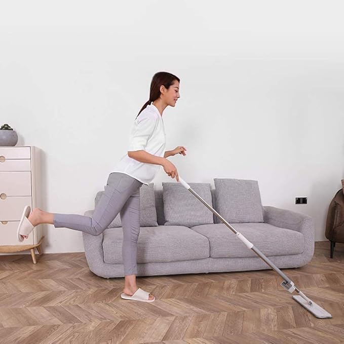 Mop-Microfiber Flat Mop Stainless Steel Handle with Extension Reusable Mop Pads