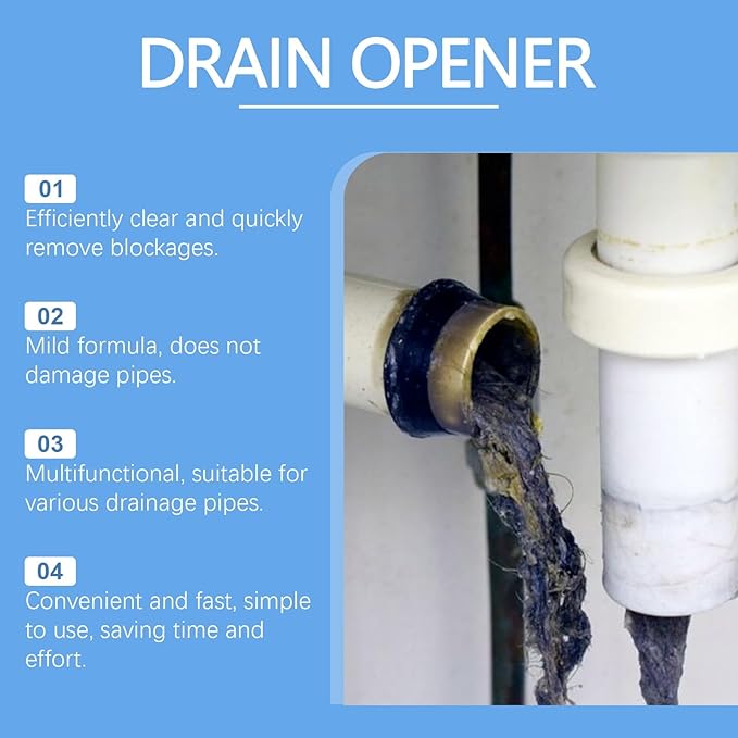 Drain Cleaner Powder - Unclog Kitchen Bathroom &amp Sink Drains | Dissolves Hair Grease &amp Soap Scum | Safe for Pipes(2PCS)