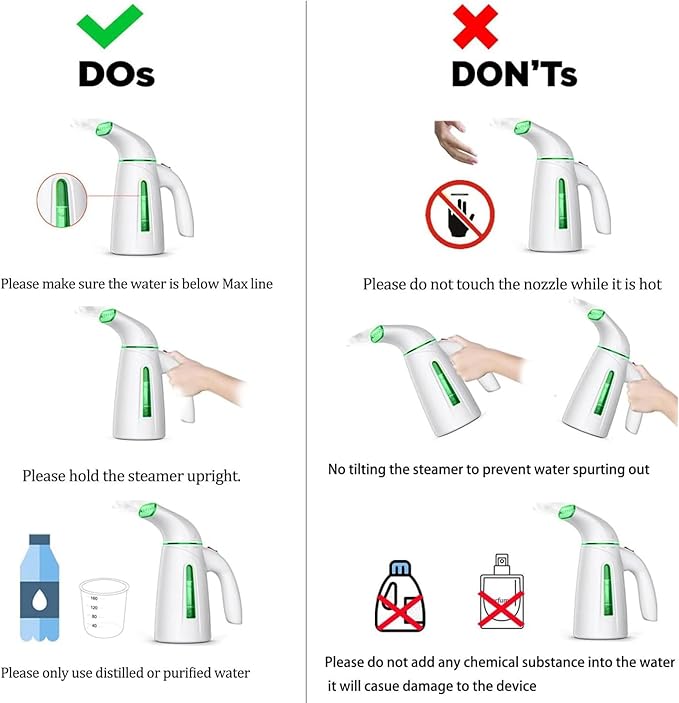 OGHom Steamer for Clothes Portable Handheld Clothing Garment Steamer 240ml Large Capacity 700W Travel Steam Iron 30 Second Fast Heat Up (Soft Green)