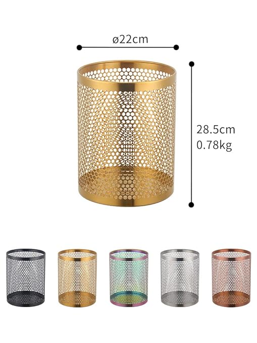 Mesh Wastebasket Round Mesh Stainless Steel Wastebasket Trash Can Recycling Bin for Home Office Bathroom Bedroom &amp Kitchen 3.5 Gallon / 12L 11 H x 10 D Garbage Can -Rainbow Color