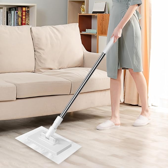 Snap Grip Mini Mop Zero Touch Mini Mops Retractable Gap Dust Cleaner Flat Mops with Locking Head &amp Sweeping Cloths 39' Long Handle Mopping Sweeper Stick for Multi Cleaning No Wash (3mop+12clot