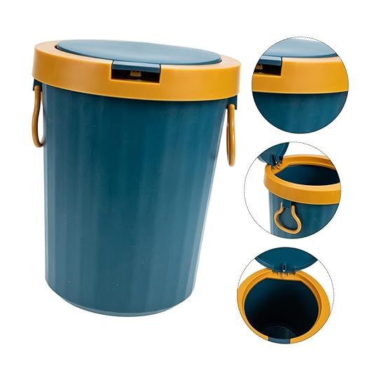 Large Capacity Reusable Trash Can with Lid PP Wastebasket for Kitchen Bathroom Office Bedroom Sturdy Structure Easy to Use Garbage Bucket for Household and Commercial Waste